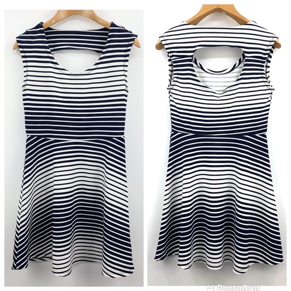 enough about me… Sleeveless Striped Jersey Fit & Flare Dress, Small - Picture 13 of 16